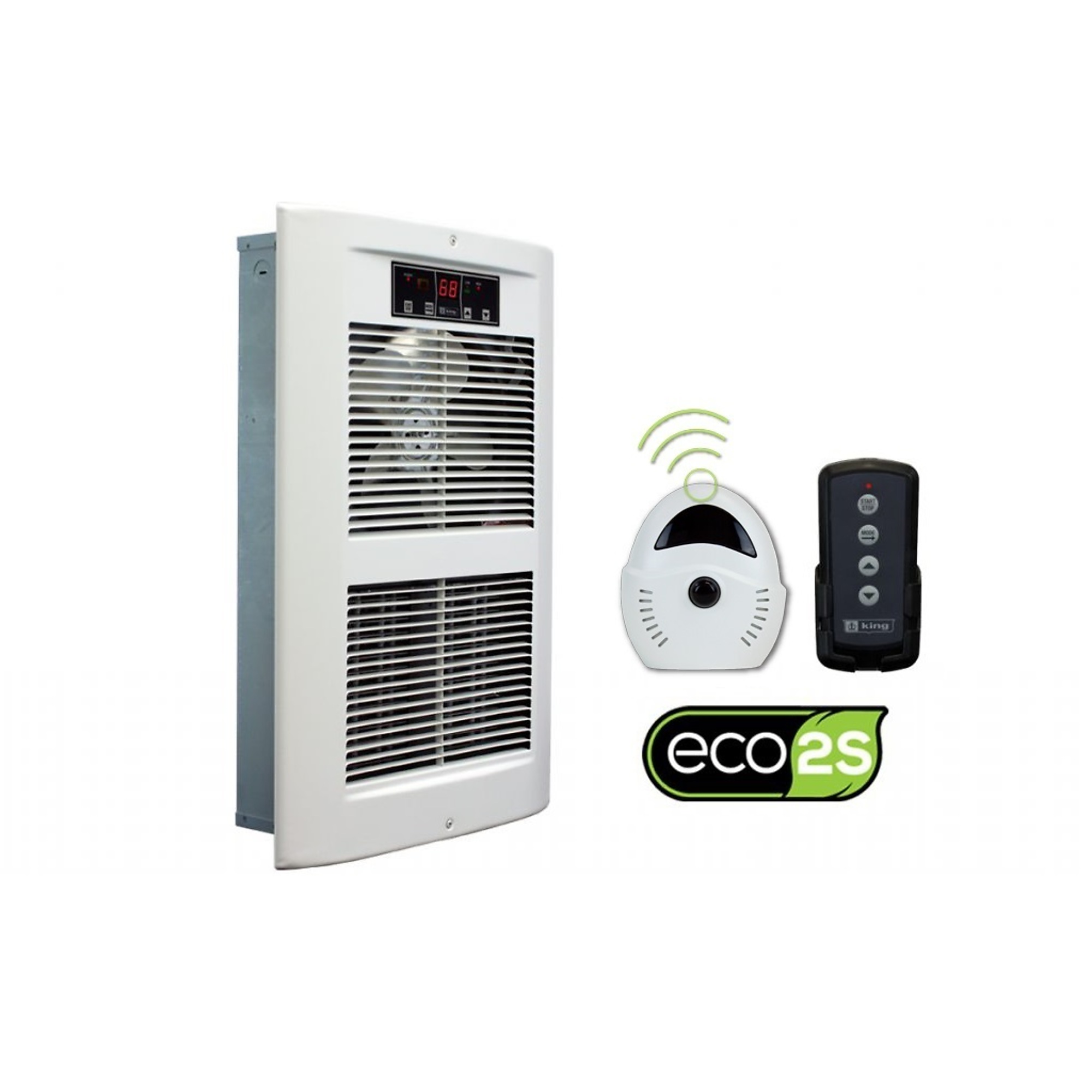 King Electric, Large Electronic 2-Stage Wall Heater, White Dove, Heat Output 9383 Btu/hour, Heating Capability 275 ft², Fuel Type Electric, Model# LPW1227-ECO-WD-R